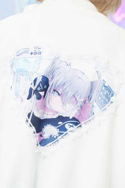 Healing Heart Zip-Up Jacket in White - ACDC Rag