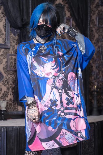 Hell Blue Oversize T-Shirt - ACDC Rag x Kuua Oyasumi