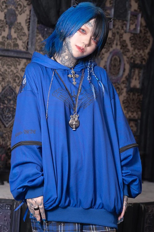 Oversized Hell Sweatshirt in Blue - Kuua Oyasumi x ACDC Rag