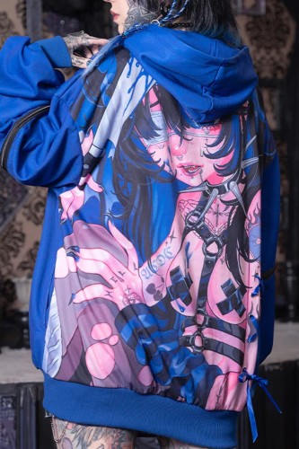 Oversized Hell Sweatshirt in Blue - Kuua Oyasumi x ACDC Rag 2