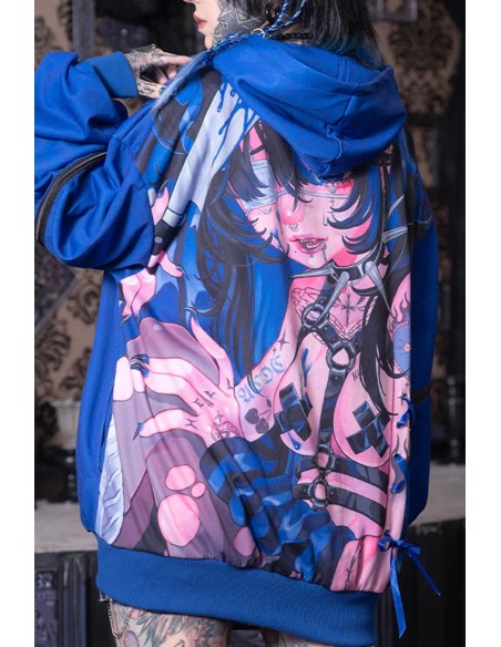 Oversized Hell Sweatshirt in Blue - Kuua Oyasumi x ACDC Rag