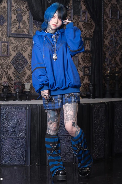 Sudadera Oversized Hell en Azul - Kuua Oyasumi x ACDC Rag