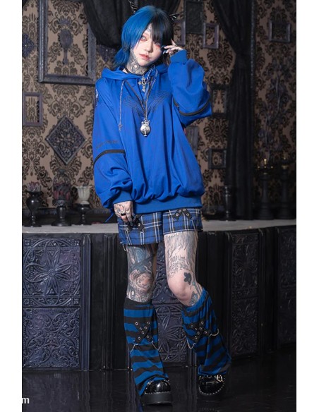 Sudadera Oversized Hell en Azul - Kuua Oyasumi x ACDC Rag