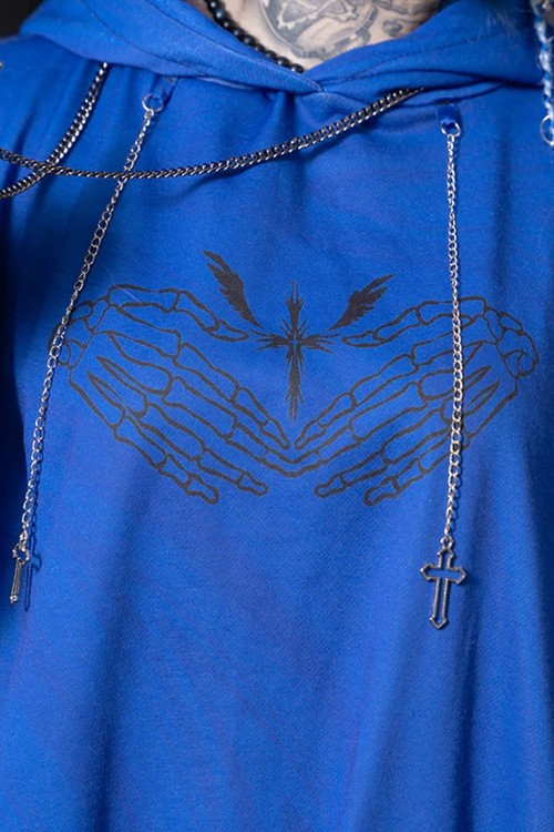 Sudadera Oversized Hell en Azul - Kuua Oyasumi x ACDC Rag