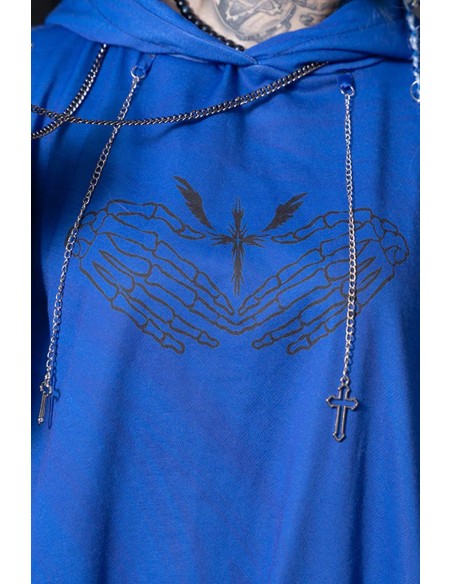 Sudadera Oversized Hell en Azul - Kuua Oyasumi x ACDC Rag