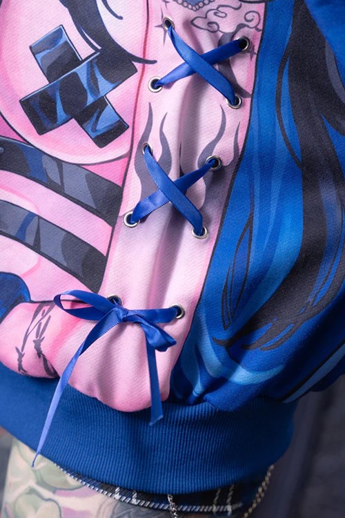 Sudadera Oversized Hell en Azul - Kuua Oyasumi x ACDC Rag