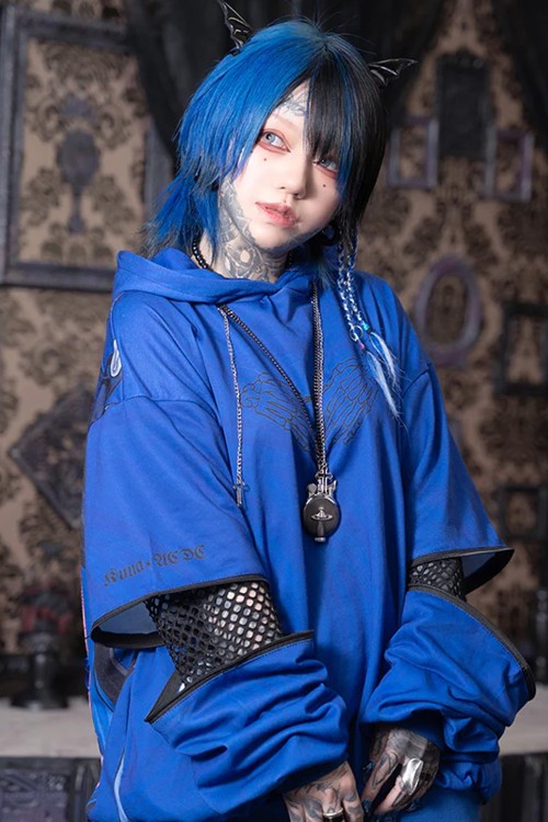 Oversized Hell Sweatshirt in Blue - Kuua Oyasumi x ACDC Rag