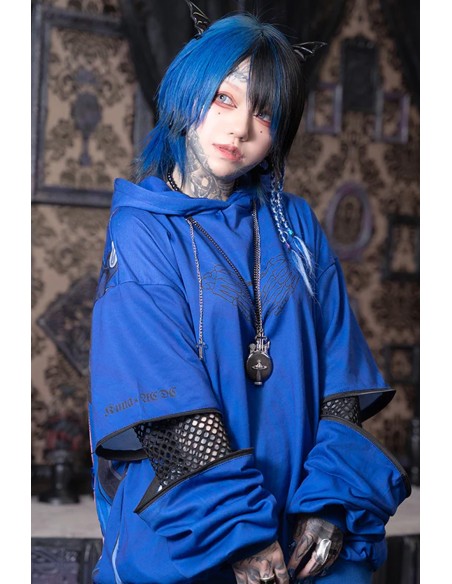 Oversized Hell Sweatshirt in Blue - Kuua Oyasumi x ACDC Rag