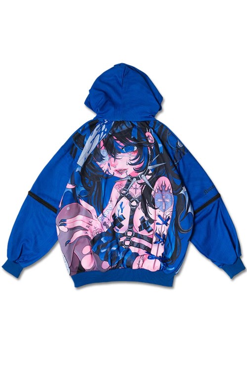 Oversized Hell Sweatshirt in Blue - Kuua Oyasumi x ACDC Rag