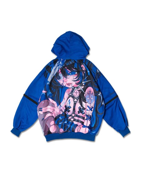 Oversized Hell Sweatshirt in Blue - Kuua Oyasumi x ACDC Rag