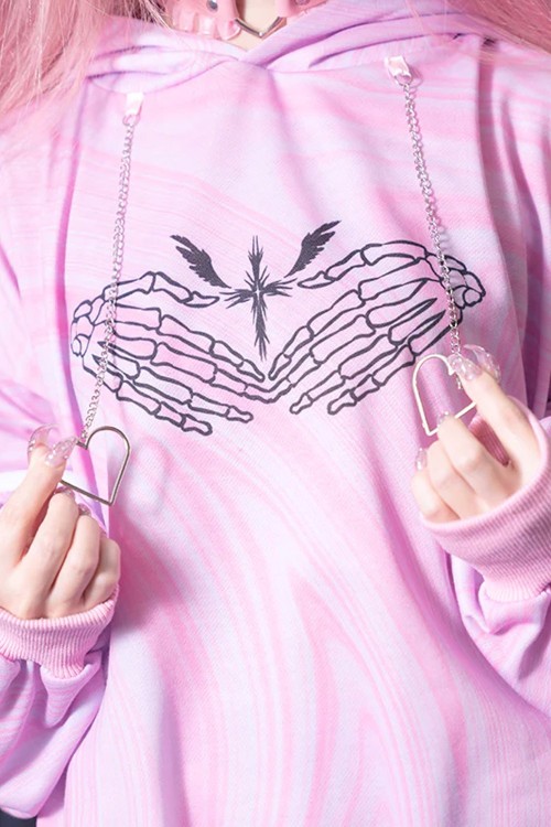 Sudadera Oversized Heaven en Rosa - Kuua Oyasumi x ACDC Rag