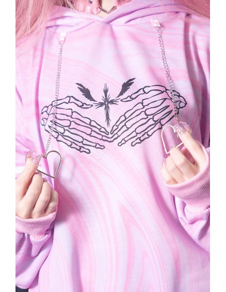 Sudadera Oversized Heaven en Rosa - Kuua Oyasumi x ACDC Rag