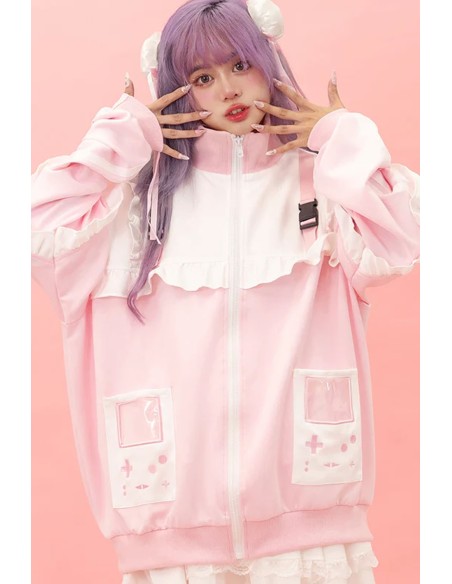 Chaqueta de Volantes GAME OVER en Rosa x Blanco - ACDC Rag