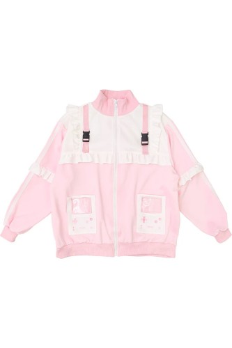 GAME OVER Ruffle Jacket in Pink x White - ACDC Rag 2