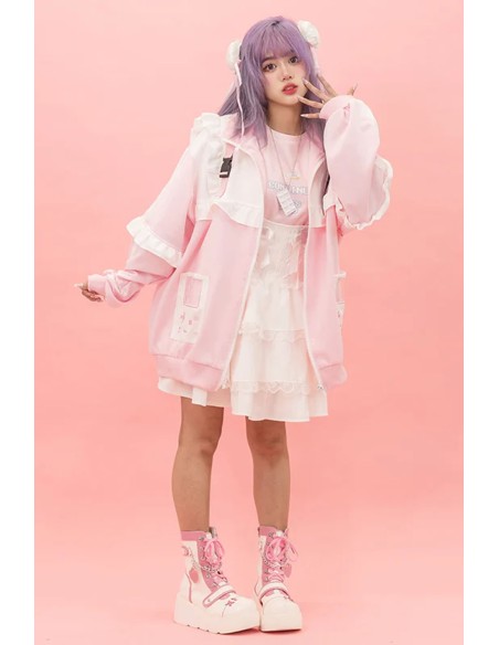 Chaqueta de Volantes GAME OVER en Rosa x Blanco - ACDC Rag