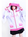 Cyber Fire Hooded Windbreaker Jacket in White x Pink - Jill Punk