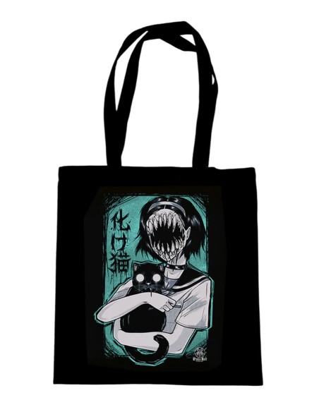 Tote Bag de Algodón Bakeneko en Menta - Pinku Kult