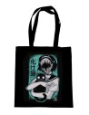 Bakeneko Black Cotton Tote Bag in Mint - Pinku Kult