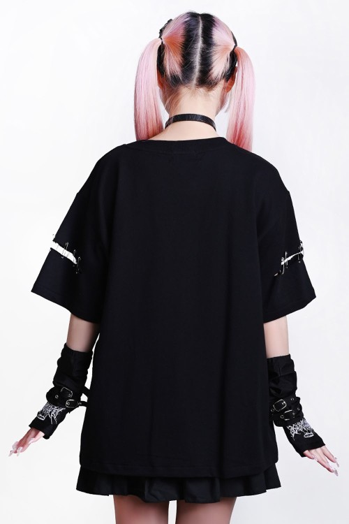 Camiseta Oversized Immortal Snake en Negro x Azul - Jill Punk
