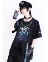 Camiseta Oversized Immortal Snake en Negro x Azul - Jill Punk