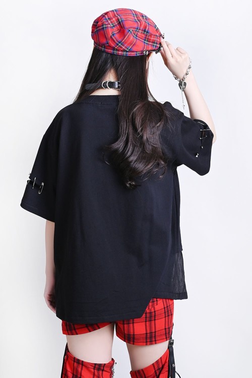 Camiseta Oversized Immortal Snake en Negro x Rojo - Jill Punk