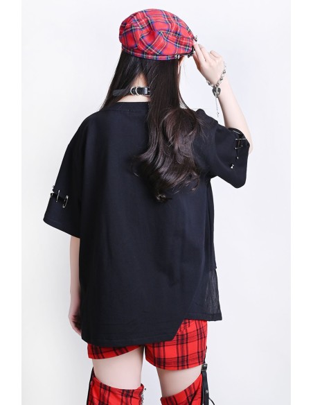 Camiseta Oversized Immortal Snake en Negro x Rojo - Jill Punk