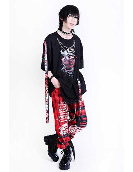 Camiseta Oversized Immortal Snake en Negro x Rojo - Jill Punk