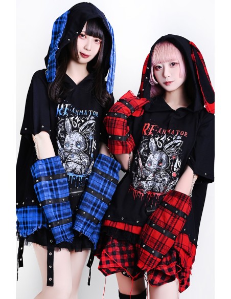 Top con Manguitos Re-Animator Bunny en Negro x Rojo - Jill Punk