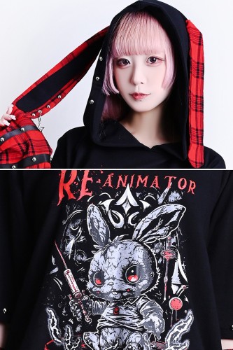 Re-Animator Bunny Top with Sleeves in Black and Red - Jill Punk 2