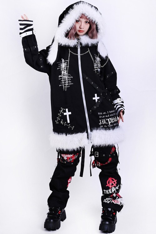 Skeleton Ruins Hooded Coat with Ears - Jill Punk