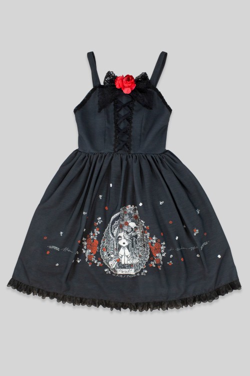 [PRE ORDER] Yoh's Monochrome World x Madame Chocolat - Vestido JSK Yasasii Yume Negro x Rojo