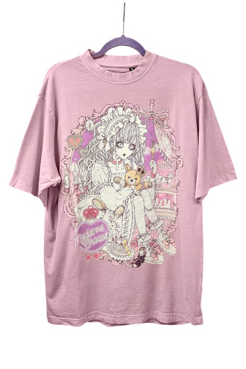 Camiseta Estilo Vintage Yoh's Monochrome World x Madame Chocolat - Rosa Dusty