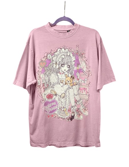 Yoh's Monochrome World x Madame Chocolat Vintage Style T-Shirt - Dusty Pink
