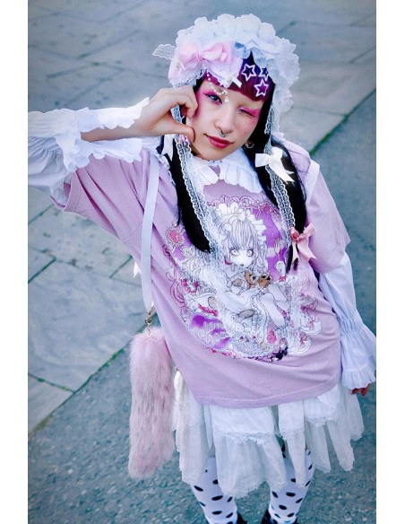 Camiseta Estilo Vintage Yoh's Monochrome World x Madame Chocolat - Rosa Dusty