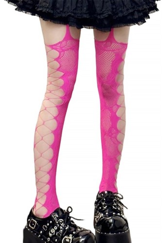 Open Garter Tights - Fuchsia