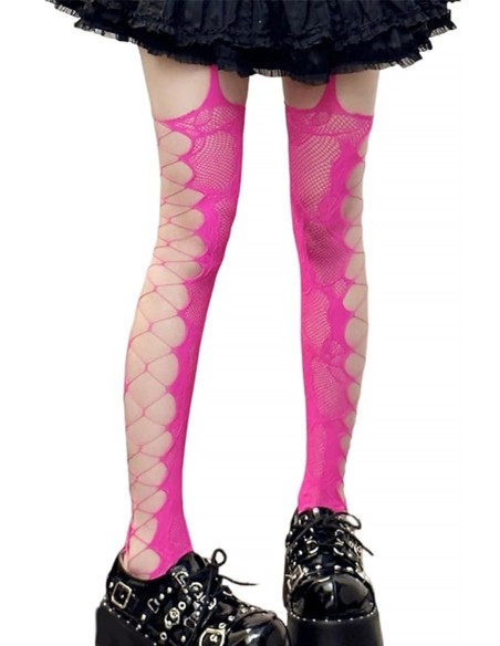 Open Garter Tights - Fuchsia