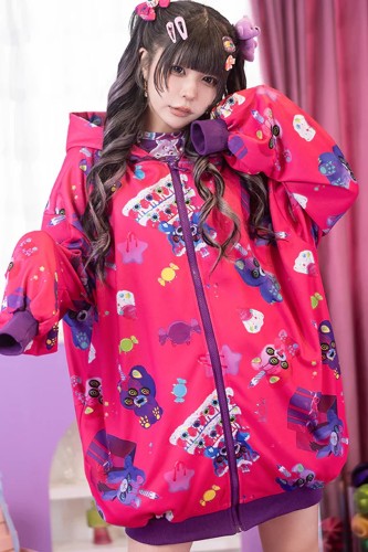 Oversized Mad B-Day Hooded Jacket in Fuchsia - ACDC RAG