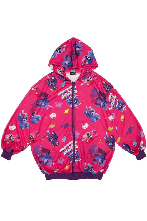 Oversized Mad B-Day Hooded Jacket in Fuchsia - ACDC RAG