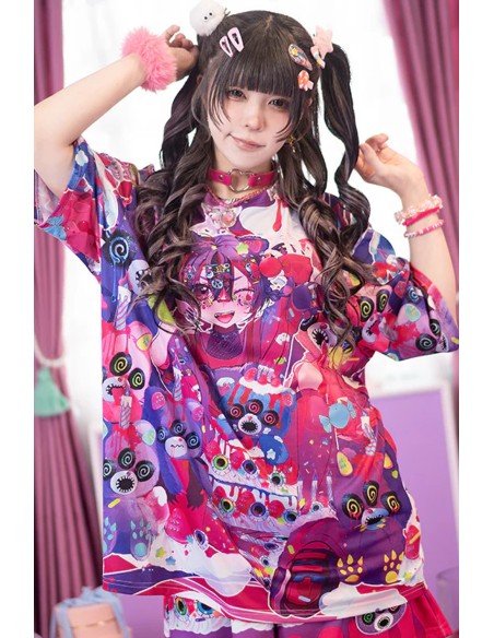 Oversized Mad B-Day T-shirt in Fuchsia - ACDC Rag