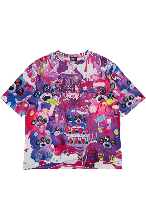 Oversized Mad B-Day T-shirt in Fuchsia - ACDC Rag