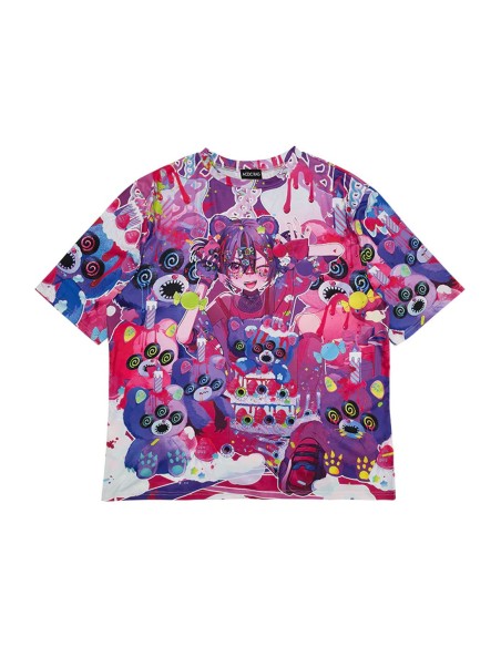 Oversized Mad B-Day T-shirt in Fuchsia - ACDC Rag