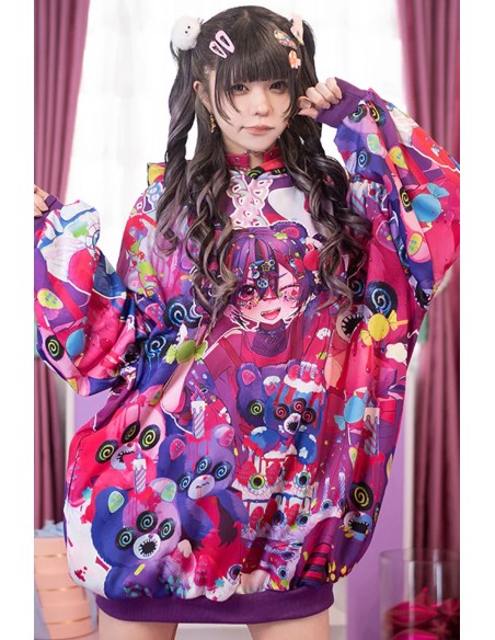 Oversized Mad B-Day Hoodie in Fuchsia - ACDC RAG