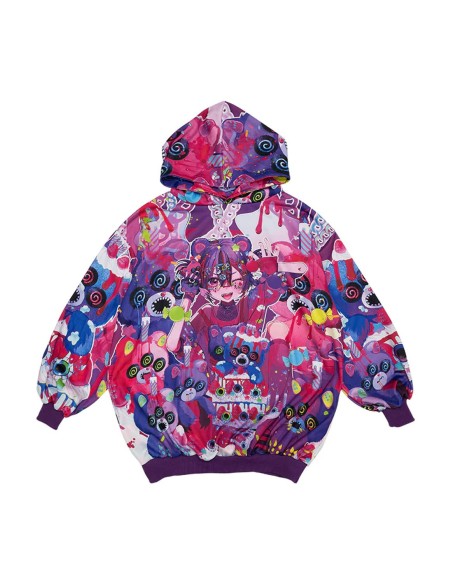 Sudadera con Capucha Oversized Mad B-Day en Fucsia - ACDC RAG