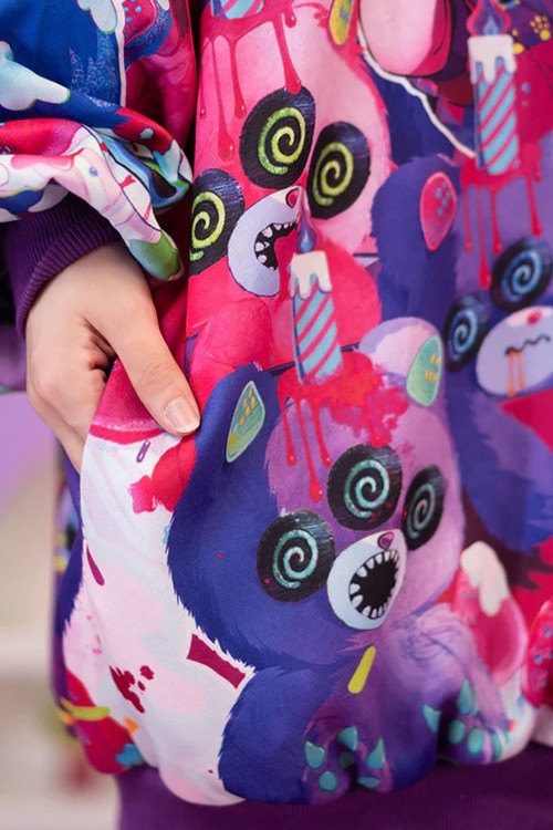 Oversized Mad B-Day Hoodie in Fuchsia - ACDC RAG