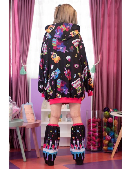 Oversized Mad B-Day Hooded Jacket in Black - ACDC RAG