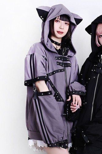 Punk Rock Cat Sweatshirt in Grey - Jill Punk 2