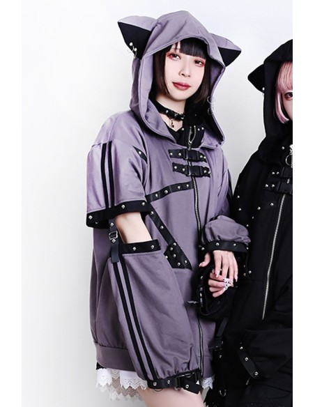 Punk Rock Cat Sweatshirt in Grey - Jill Punk