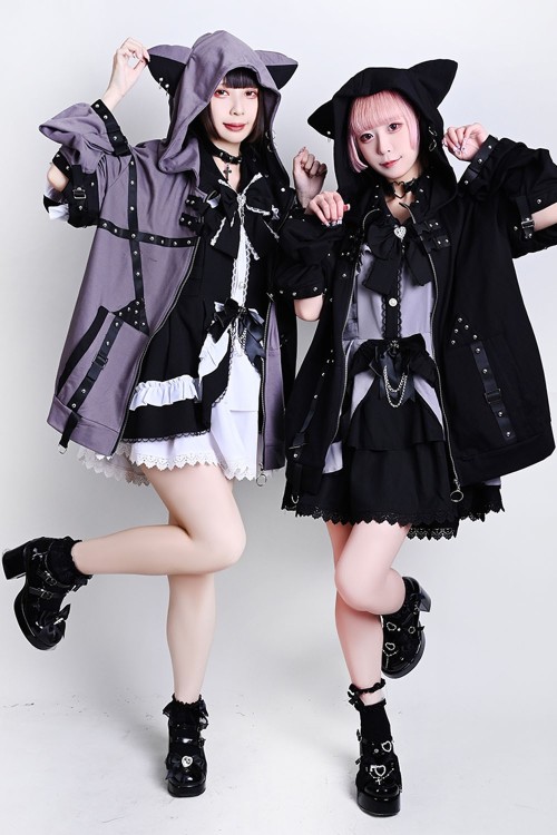 Punk Rock Cat Sweatshirt in Grey - Jill Punk