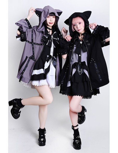 Punk Rock Cat Sweatshirt in Grey - Jill Punk