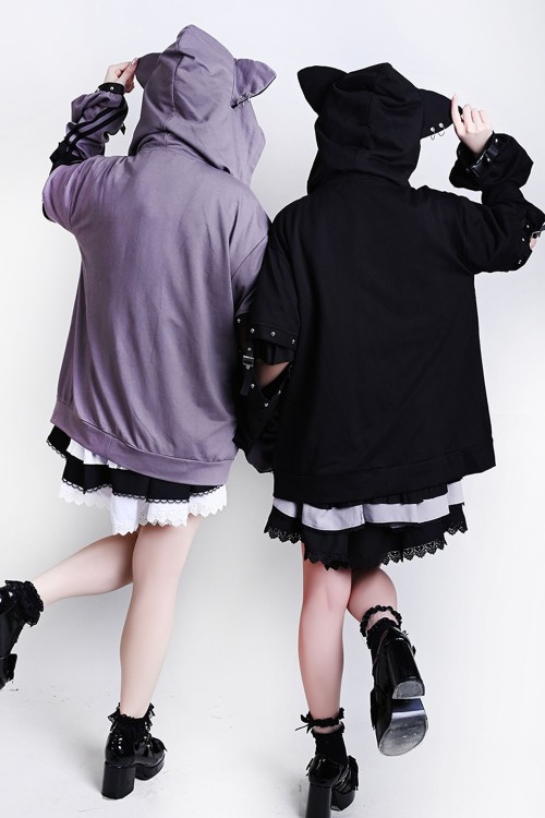 Punk Rock Cat Sweatshirt in Grey - Jill Punk